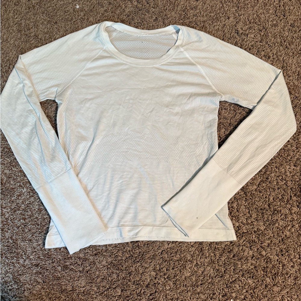 Lululemon Long Sleeve White Swiftly Tech Waist Length Size 6